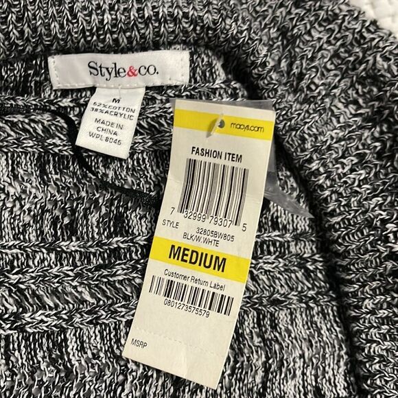 NWT- Style & Co. -M. Open Knit Ruffle Cardigan - Picture 5 of 7